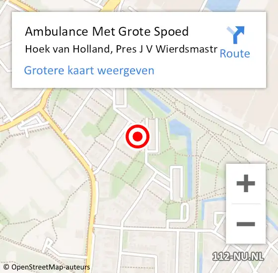 Locatie op kaart van de 112 melding: Ambulance Met Grote Spoed Naar Hoek van Holland, Pres J V Wierdsmastr op 21 december 2020 02:33
