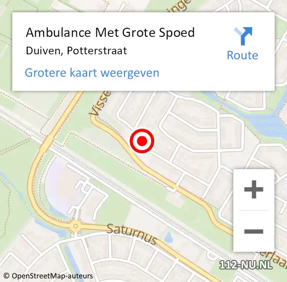 Locatie op kaart van de 112 melding: Ambulance Met Grote Spoed Naar Duiven, Potterstraat op 21 december 2020 07:17