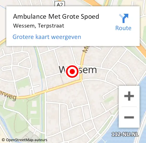 Locatie op kaart van de 112 melding: Ambulance Met Grote Spoed Naar Wessem, Terpstraat op 28 mei 2014 06:42