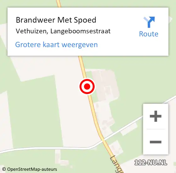 Locatie op kaart van de 112 melding: Brandweer Met Spoed Naar Vethuizen, Langeboomsestraat op 21 december 2020 12:01