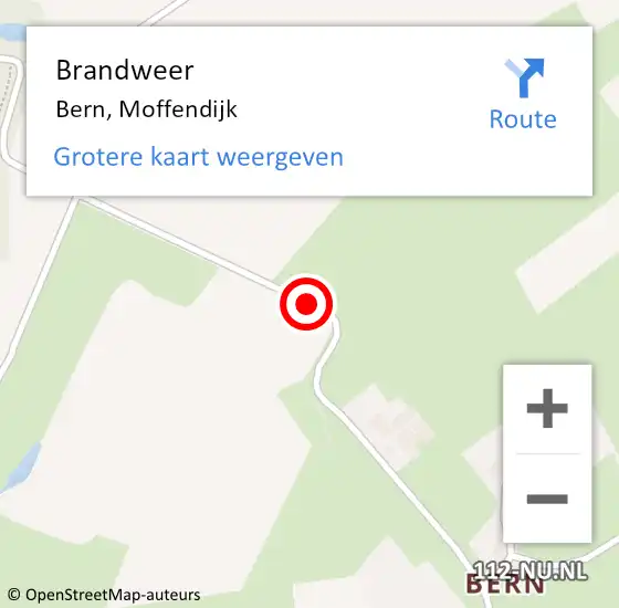 Locatie op kaart van de 112 melding: Brandweer Bern, Moffendijk op 21 december 2020 12:14