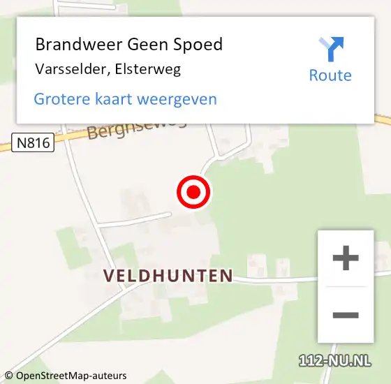 Locatie op kaart van de 112 melding: Brandweer Geen Spoed Naar Varsselder, Elsterweg op 21 december 2020 12:15