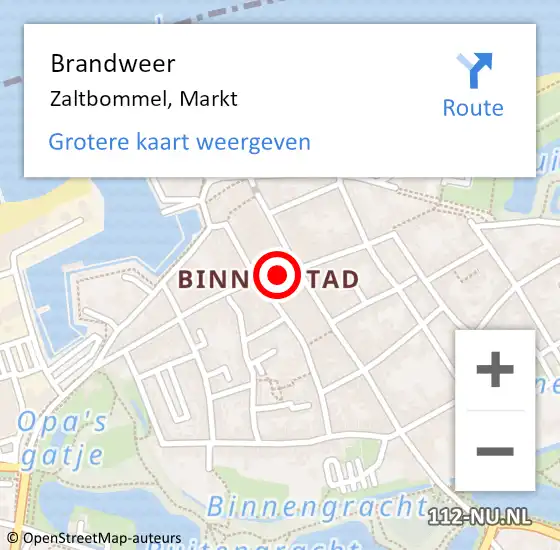 Locatie op kaart van de 112 melding: Brandweer Zaltbommel, Markt op 21 december 2020 12:27