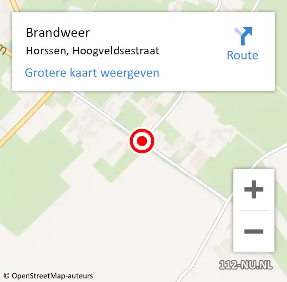 Locatie op kaart van de 112 melding: Brandweer Horssen, Hoogveldsestraat op 21 december 2020 12:30
