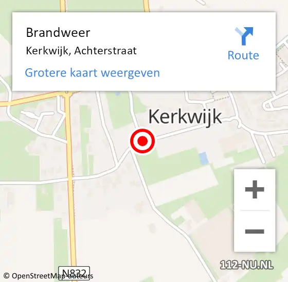 Locatie op kaart van de 112 melding: Brandweer Kerkwijk, Achterstraat op 21 december 2020 12:40