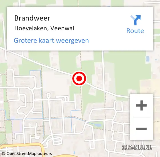 Locatie op kaart van de 112 melding: Brandweer Hoevelaken, Veenwal op 21 december 2020 12:55