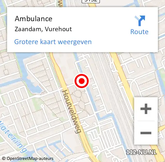 Locatie op kaart van de 112 melding: Ambulance Zaandam, Vurehout op 22 december 2020 03:39