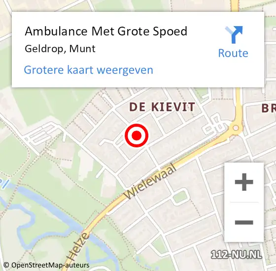 Locatie op kaart van de 112 melding: Ambulance Met Grote Spoed Naar Geldrop, Munt op 22 december 2020 20:27