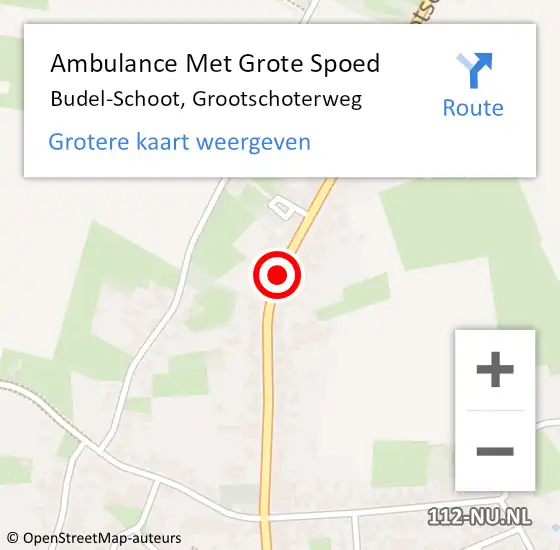 Locatie op kaart van de 112 melding: Ambulance Met Grote Spoed Naar Budel-Schoot, Grootschoterweg op 22 december 2020 20:53