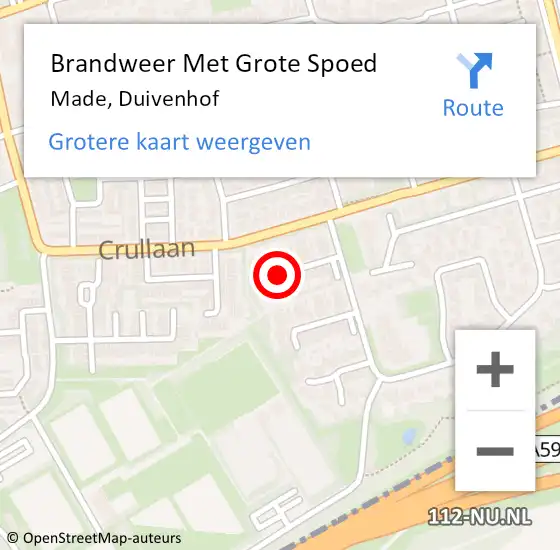 Locatie op kaart van de 112 melding: Brandweer Met Grote Spoed Naar Made, Duivenhof op 23 december 2020 01:24
