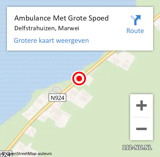 Locatie op kaart van de 112 melding: Ambulance Met Grote Spoed Naar Delfstrahuizen, Marwei op 23 december 2020 02:46