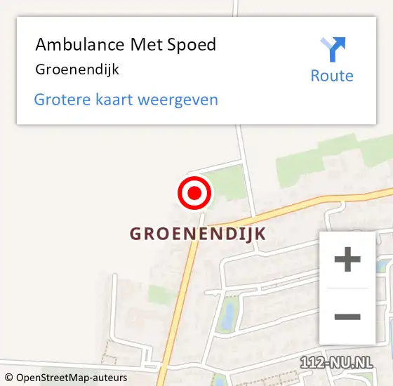 Locatie op kaart van de 112 melding: Ambulance Met Spoed Naar Groenendijk op 23 december 2020 07:35