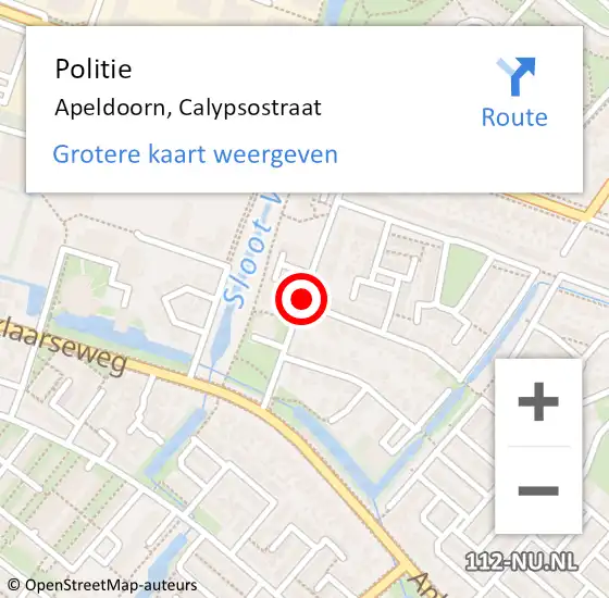 Locatie op kaart van de 112 melding: Politie Apeldoorn, Calypsostraat op 23 december 2020 07:54