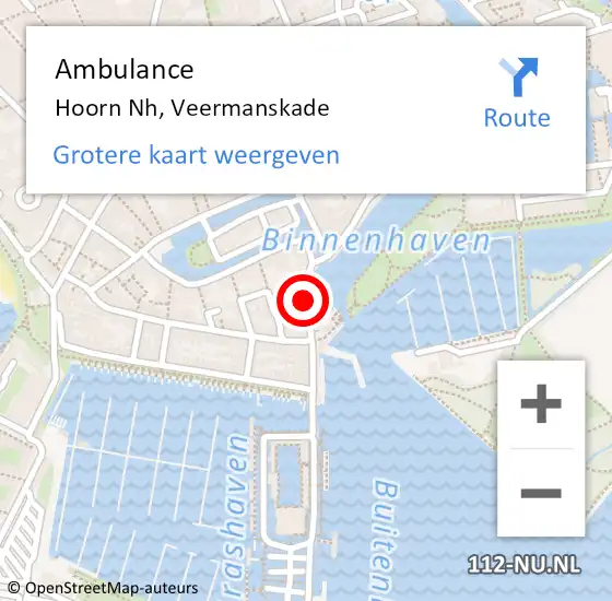 Locatie op kaart van de 112 melding: Ambulance Hoorn Nh, Veermanskade op 23 december 2020 08:55