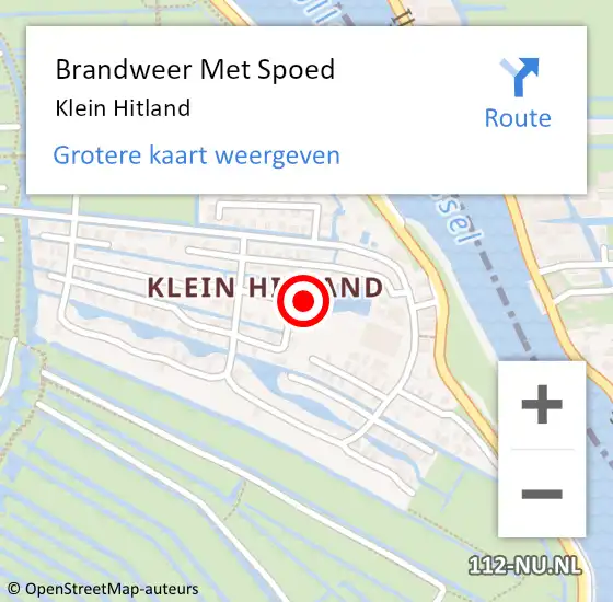 Locatie op kaart van de 112 melding: Brandweer Met Spoed Naar Klein Hitland op 23 december 2020 18:10