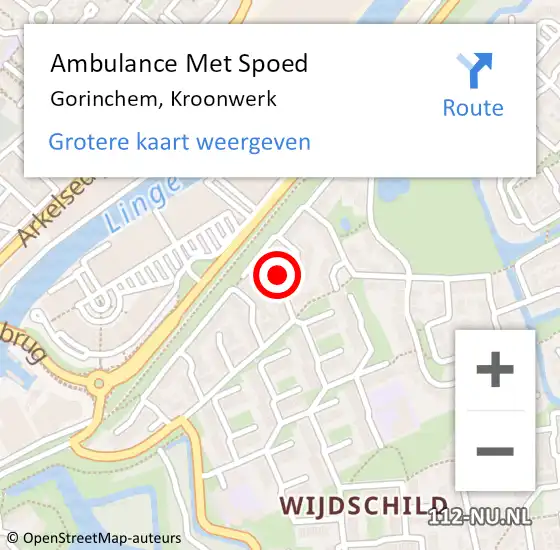 Locatie op kaart van de 112 melding: Ambulance Met Spoed Naar Gorinchem, Kroonwerk op 23 december 2020 22:39