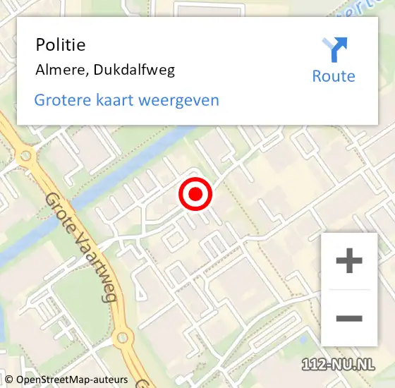 Locatie op kaart van de 112 melding: Politie Almere, Dukdalfweg op 24 december 2020 14:32