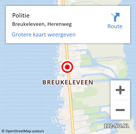 Locatie op kaart van de 112 melding: Politie Breukeleveen, Herenweg op 24 december 2020 17:34