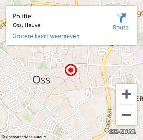 Locatie op kaart van de 112 melding: Politie Oss, Heuvel op 24 december 2020 19:41