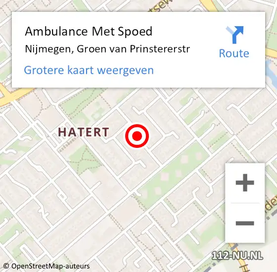 Locatie op kaart van de 112 melding: Ambulance Met Spoed Naar Nijmegen, Groen van Prinstererstr op 24 december 2020 20:07