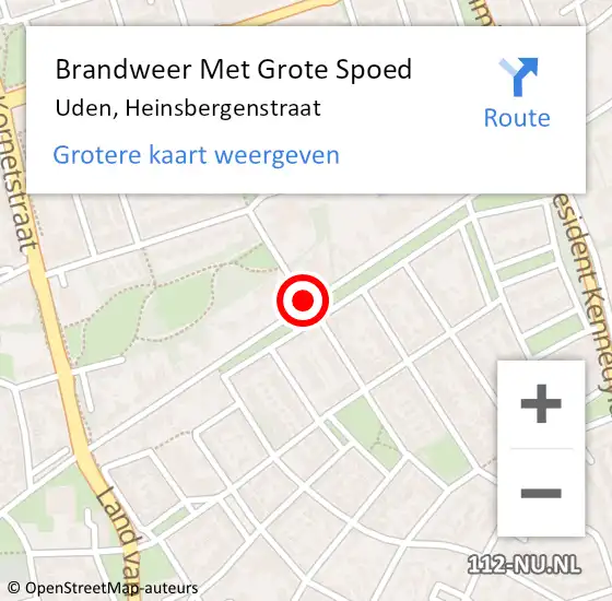 Locatie op kaart van de 112 melding: Brandweer Met Grote Spoed Naar Uden, Heinsbergenstraat op 25 december 2020 19:14