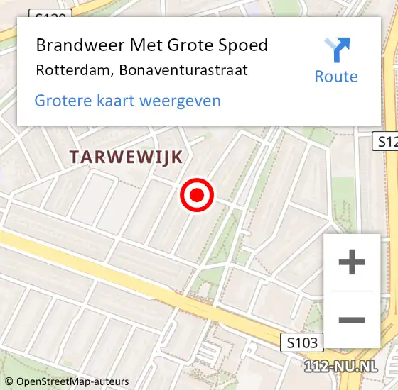 Locatie op kaart van de 112 melding: Brandweer Met Grote Spoed Naar Rotterdam, Bonaventurastraat op 26 december 2020 02:14