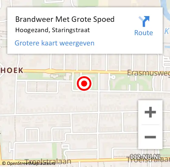 Locatie op kaart van de 112 melding: Brandweer Met Grote Spoed Naar Hoogezand, Staringstraat op 28 mei 2014 15:38