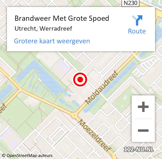 Locatie op kaart van de 112 melding: Brandweer Met Grote Spoed Naar Utrecht, Werradreef op 26 december 2020 18:15