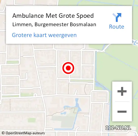 Locatie op kaart van de 112 melding: Ambulance Met Grote Spoed Naar Limmen, Burgemeester Bosmalaan op 26 december 2020 18:50