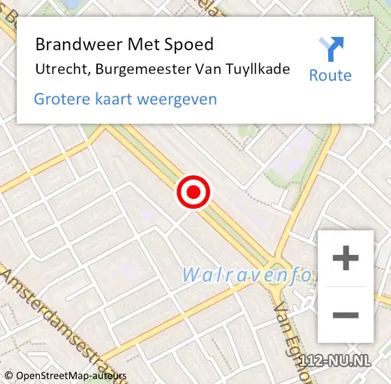 Locatie op kaart van de 112 melding: Brandweer Met Spoed Naar Utrecht, Burgemeester Van Tuyllkade op 26 december 2020 19:14