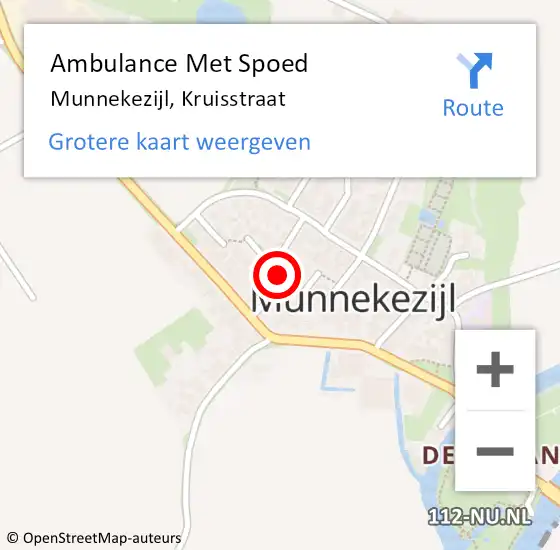 Locatie op kaart van de 112 melding: Ambulance Met Spoed Naar Munnekezijl, Kruisstraat op 26 december 2020 20:02