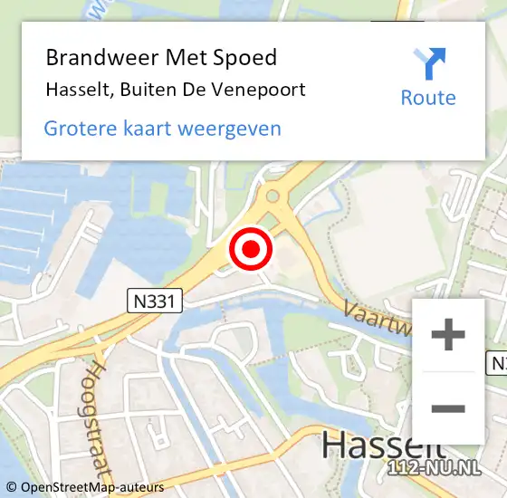 Locatie op kaart van de 112 melding: Brandweer Met Spoed Naar Hasselt, Buiten De Venepoort op 27 december 2020 07:25