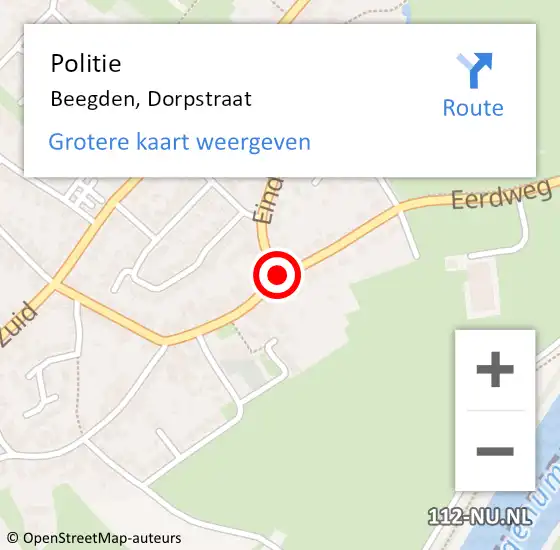 Locatie op kaart van de 112 melding: Politie Beegden, Dorpstraat op 27 december 2020 07:44