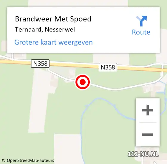 Locatie op kaart van de 112 melding: Brandweer Met Spoed Naar Ternaard, Nesserwei op 27 december 2020 07:56