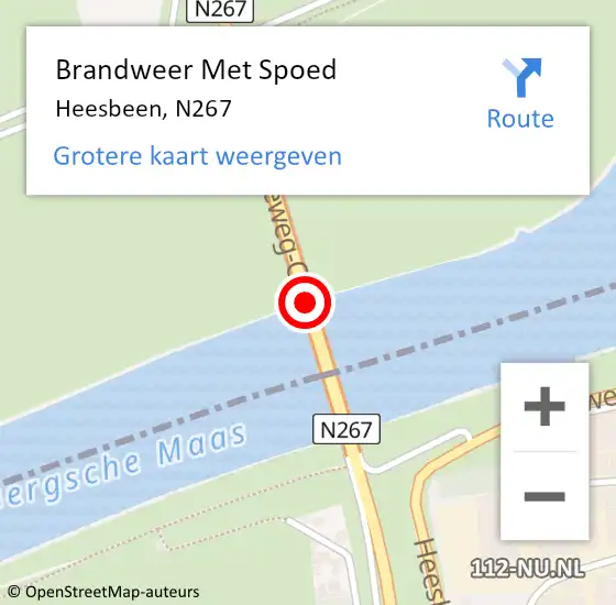 Locatie op kaart van de 112 melding: Brandweer Met Spoed Naar Heesbeen, N267 op 27 december 2020 10:45