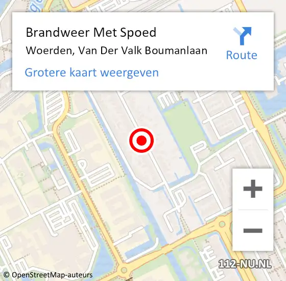 Locatie op kaart van de 112 melding: Brandweer Met Spoed Naar Woerden, Van Der Valk Boumanlaan op 27 december 2020 11:46
