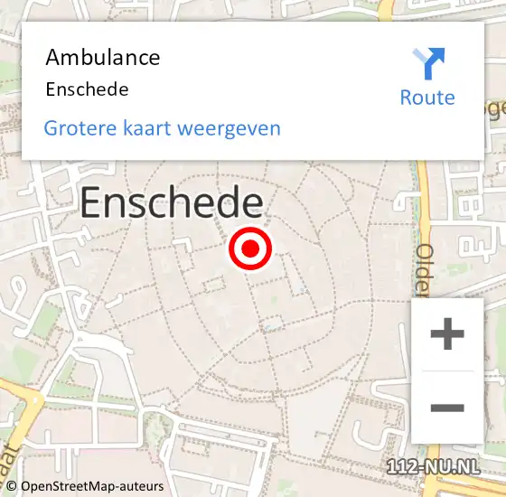 Locatie op kaart van de 112 melding: Ambulance Enschede op 27 december 2020 13:47