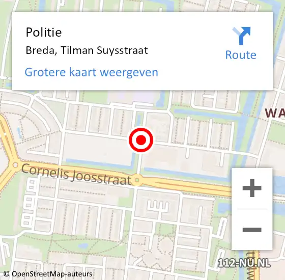 Locatie op kaart van de 112 melding: Politie Breda, Tilman Suysstraat op 28 december 2020 08:56