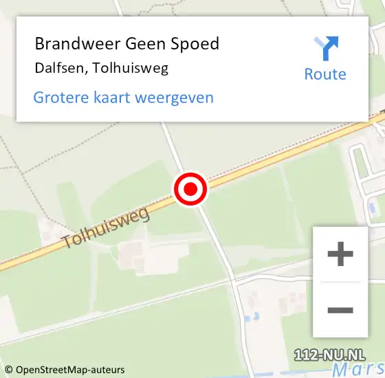 Locatie op kaart van de 112 melding: Brandweer Geen Spoed Naar Dalfsen, Tolhuisweg op 28 december 2020 15:04