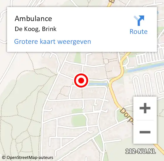 Locatie op kaart van de 112 melding: Ambulance De Koog, Brink op 28 december 2020 15:55