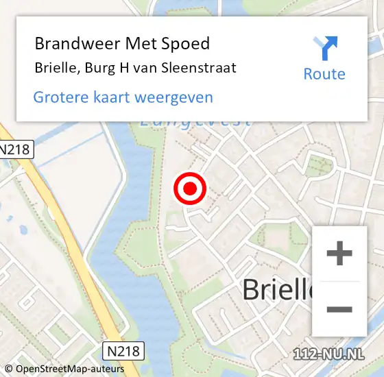 Locatie op kaart van de 112 melding: Brandweer Met Spoed Naar Brielle, Burg H van Sleenstraat op 28 december 2020 16:27