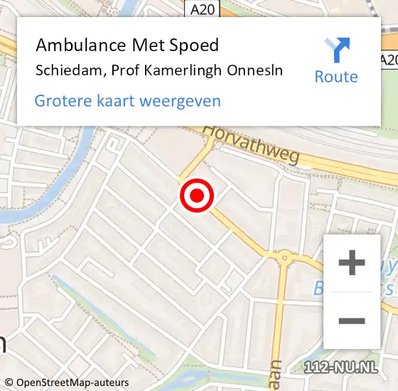 Locatie op kaart van de 112 melding: Ambulance Met Spoed Naar Schiedam, Prof Kamerlingh Onnesln op 28 december 2020 18:00