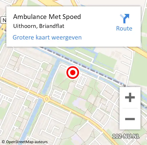 Locatie op kaart van de 112 melding: Ambulance Met Spoed Naar Uithoorn, Briandflat op 28 december 2020 20:57