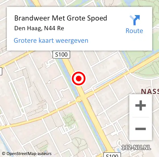 Locatie op kaart van de 112 melding: Brandweer Met Grote Spoed Naar Den Haag, N44 Re op 29 december 2020 14:03