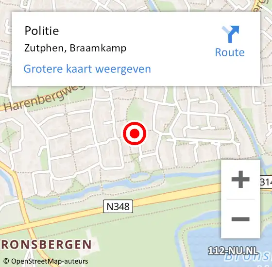 Locatie op kaart van de 112 melding: Politie Zutphen, Braamkamp op 29 december 2020 17:15