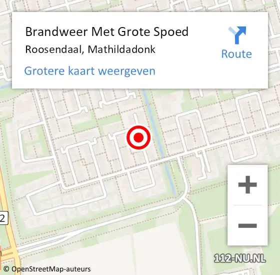 Locatie op kaart van de 112 melding: Brandweer Met Grote Spoed Naar Roosendaal, Mathildadonk op 30 december 2020 03:10