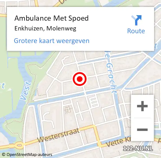Locatie op kaart van de 112 melding: Ambulance Met Spoed Naar Enkhuizen, Molenweg op 30 december 2020 10:00