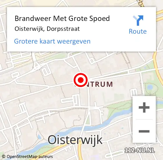 Locatie op kaart van de 112 melding: Brandweer Met Grote Spoed Naar Oisterwijk, Dorpsstraat op 30 december 2020 10:59