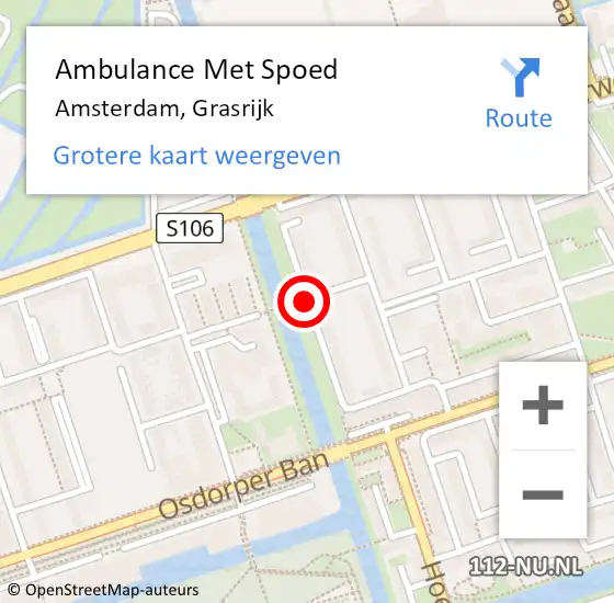 Locatie op kaart van de 112 melding: Ambulance Met Spoed Naar Amsterdam, Grasrijk op 30 december 2020 12:07