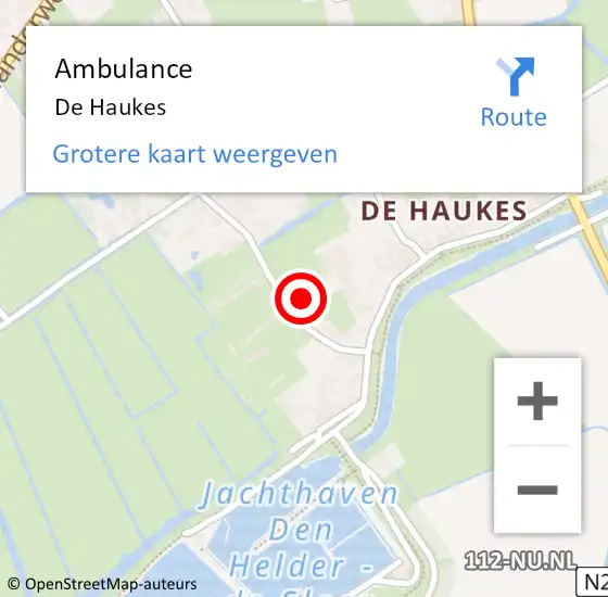Locatie op kaart van de 112 melding: Ambulance De Haukes op 31 december 2020 08:28